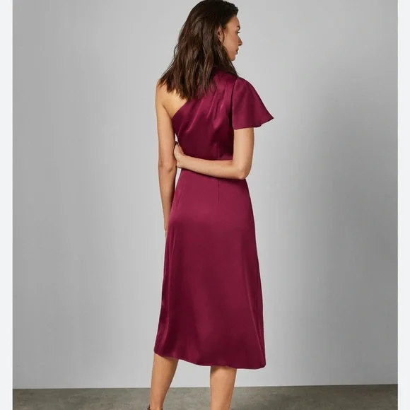 NWT Ted Baker London Ridah Waterfall One Shoulder Dress Size:0 US 2